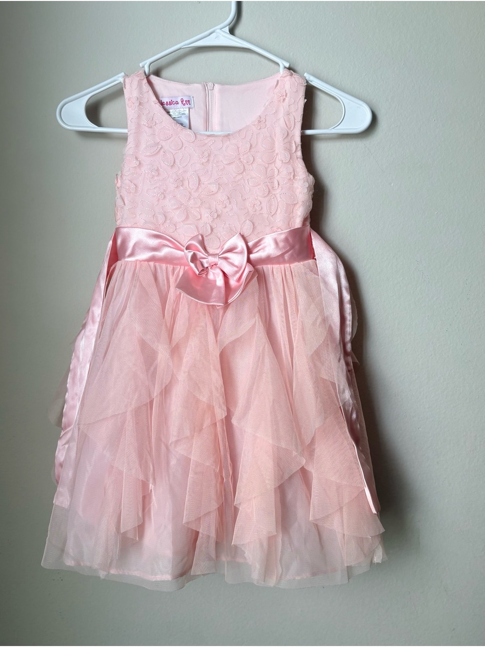 Jessica Ann Girls Size 5 Pink Floral Lace Tulle Party Dress